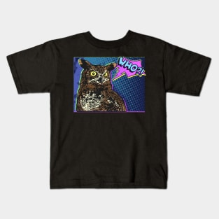 Owl comic "WHO?!" Kids T-Shirt